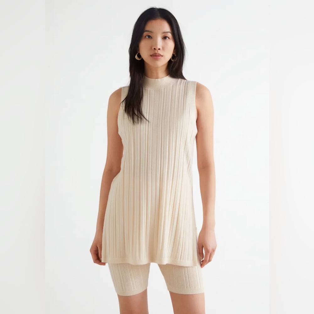 & Other Stories Ribbed Side Slit Knit Top and shorts set